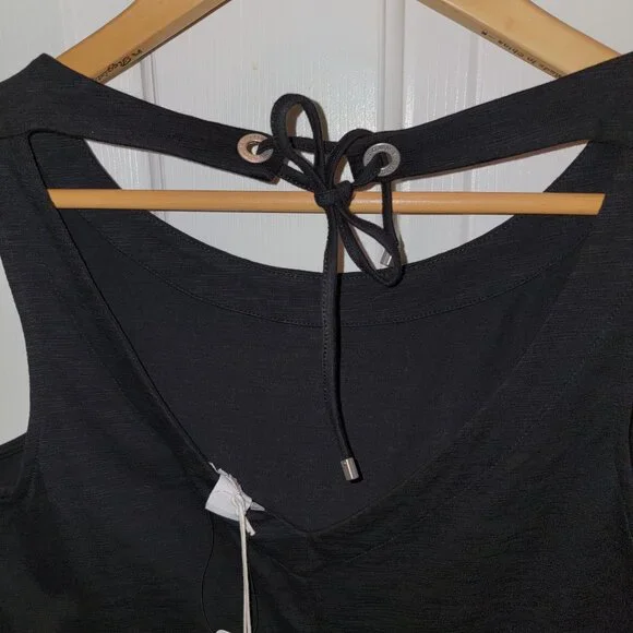 Tommy Bahama Jer-Sea Sheath Dress Women LARGE Black Vacation Beach - Picture 3 of 6